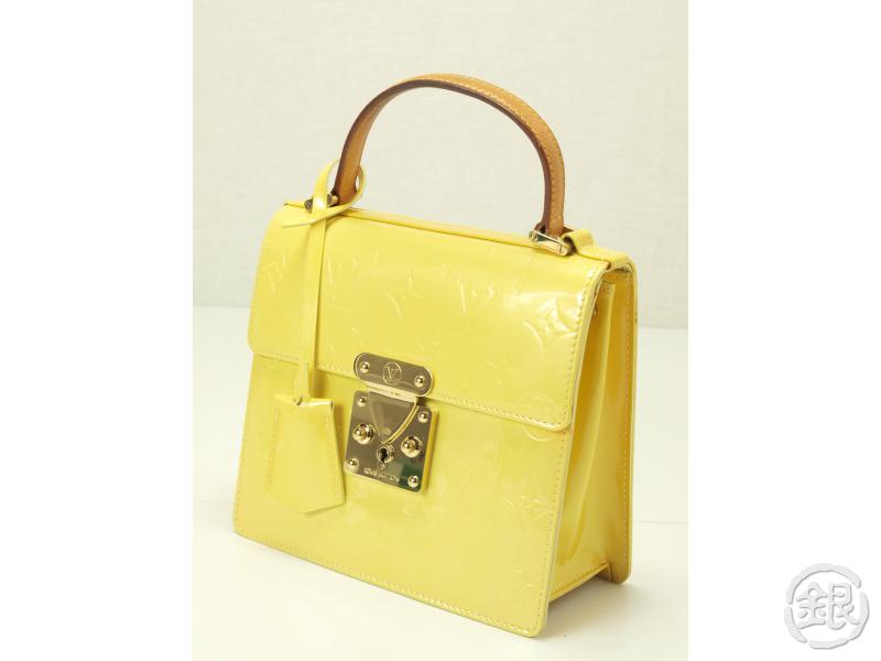 Auth Pre Owned Louis Vuitton Vernis Yellow Spring Street Handbag Purse