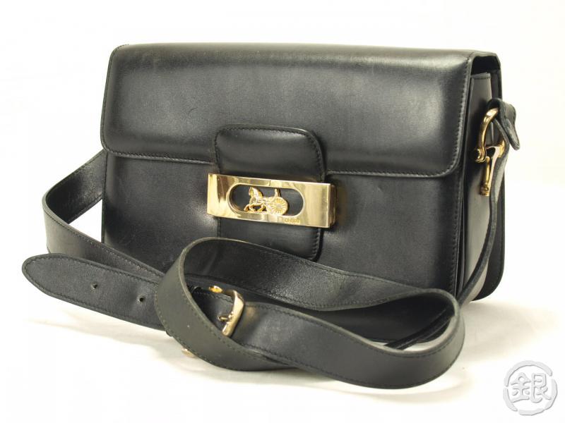 AUTHENTIC CELINE PARIS BLACK LEATHER SHOULDER BAG PURSE 110913 | GINZA ...